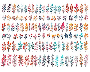 A collection of watercolor images of plants