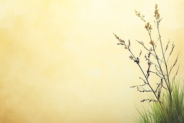 Obraz premium Easter Background, Easter Banner, Serene Autumnal Grass and Dried Flowers on a Beige Background Nature Photography