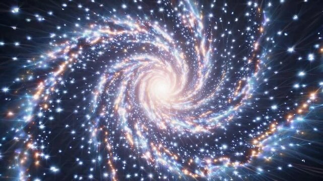 Spectacular spiral galaxy rotation showcasing cosmic star patterns and celestial motion