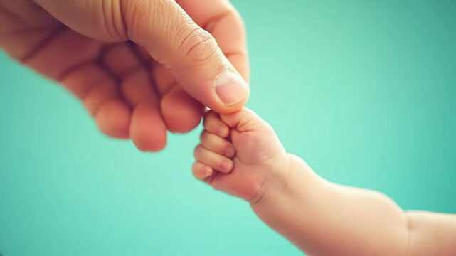 Baby hand holding parent's finger, a newborn&rsquo;s tiny hand gently grasps an adult&rsquo;s finger, symbolizing love and trust