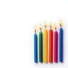 Colorful Candles in a Row for Celebrations and Decorations on a Bright Background