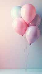 Fototapeta premium Pastel balloons float on a soft gradient background , texture, float, festive