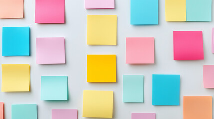 Strategic Planning: Colorful Sticky Notes Flat Lay for Business Success and Brainstorming Ideas work