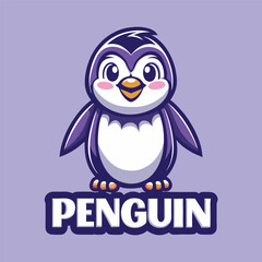 Naklejka premium Minimalist Penguin Mascot Logo Illustration in Simple Style