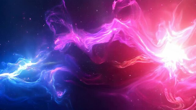 Cosmic nebula with swirling pink and blue hues, a vibrant space-inspired abstract background.