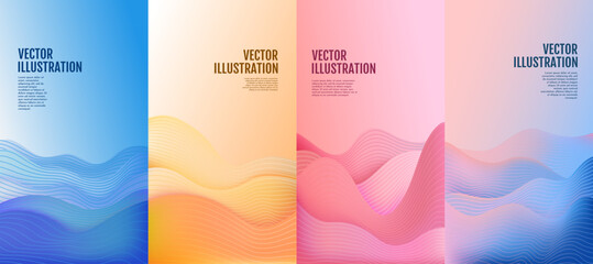 Vector illustration. Abstract background with smooth wavy gradient shapes and lines. Minimalist design for flyer, voucher, leaflet. coupon. Soft color futuristic concept. Blurred liquid waves