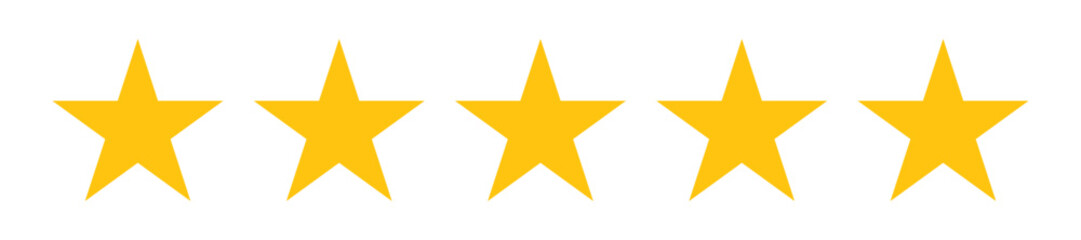 Obraz premium Five stars customer product rating review flat icon design for app and website with transparent background