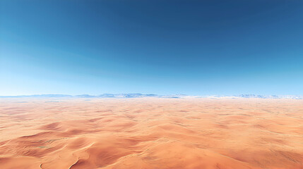 Naklejka premium The vibrant red sands of Simpson Desert under a cloudless sky, with wind-sculpted dunes stretching into the distance