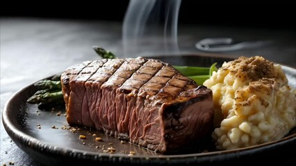 Delicious roasted lamb chops, a gourmet meat dish, served on a fresh white plate