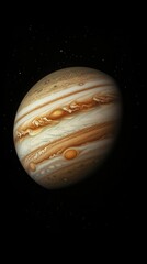 A large gas giant planet surrounded by dark space and stars