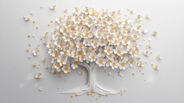 white tree with flowers