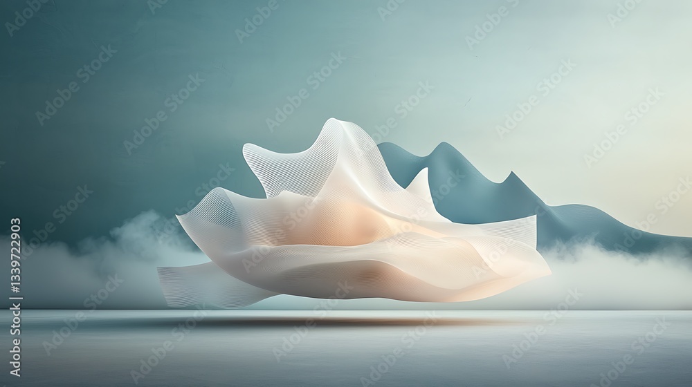 Aufkleber abstract floating form in ethereal landscape