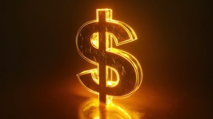 Glowing Dollar Sign, Dark Studio