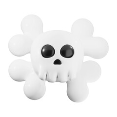 Skull and crossbones symbol in 3D, stark white design. Great for Halloween, pirate themed designs, warnings, and edgy graphic concepts