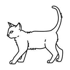 Cat walking outline illustration. cat line illustration.