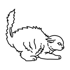 Scared cat outline illustration. cat line illustration.