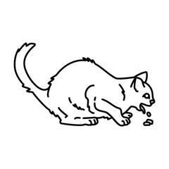 cat vomiting outline illustration. cat line illustration.