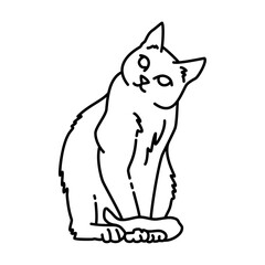 cat staring outline illustration. cat line illustration.