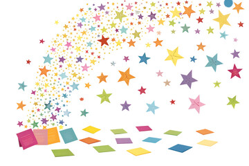 Colorful stars and notes form whimsy