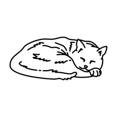 sleeping cat outline illustration. cat line illustration.