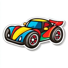 Cartoon Sports Car with Bold Colors and Dynamic Design, A Fun and Energetic Illustration