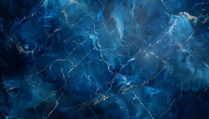 Abstract Dark Blue Marble Texture Background with White Veins