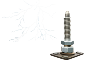 Steel bolt with nut on a metal base