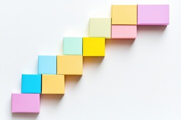 Obraz premium カラフルな立方体が階段状に配置されたアート作品