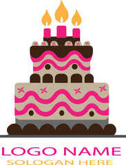 Birth day cake logo icon vector .