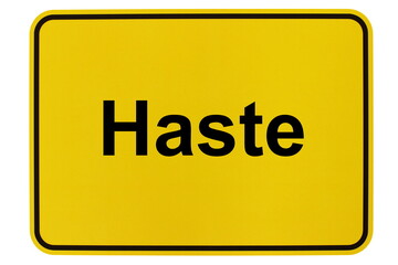 Illustration eines Ortsschildes der Gemeinde Haste in Niedersachsen