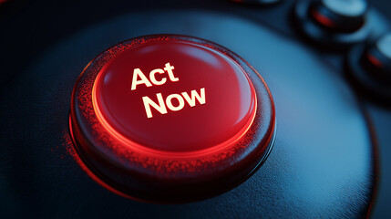 Glowing Red Button: Urgent Call to Action, Act Now! ui ux push light shiny sales click press alert  