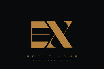 EX initial letter logo design. Letter E and X luxury alphabet letter logo icon template