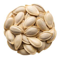 Top view of pumpkin seeds isolated on transparent background, PNG