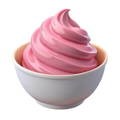 A Swirl Of Luscious Pink Frozen Yogurt, A Delightful Summer Treat In A Pristine White Bowl, Promising A Cool And Creamy Indulgence