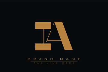 IA initial letter logo design. Letter I and A luxury alphabet letter logo icon template