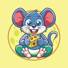 Kawaii Mouse Devouring a Slice of Gouda