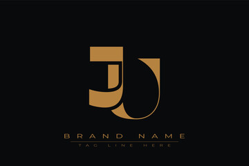 JU initial letter logo design. Letter J and U luxury alphabet letter logo icon template