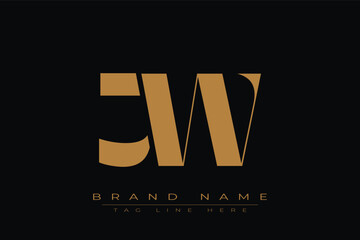 JW initial letter logo design. Letter J and W luxury alphabet letter logo icon template