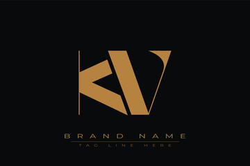 KV initial letter logo design. Letter K and V luxury alphabet letter logo icon template