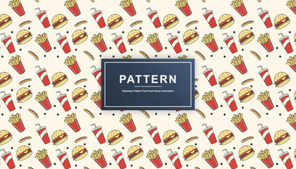 Seamless Pattern Fast Food Vector Illustration