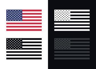 USA flag icons set