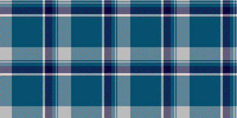 Elegant teal, navy, and silver plaid textile pattern.  Perfect for fashion, home decor, and website backgrounds.  Subtle texture adds visual interest.  Represents sophistication and timeless style.