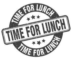 time for lunch stamp. time for lunch label. round grunge sign