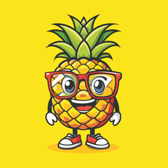 Playful Pineapple Adorned with Stylish Eyeglasses: A Vector Illustration