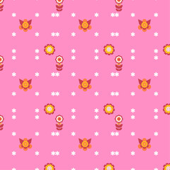 Whimsical Floral Pattern with Bright Orange and Red Blooms