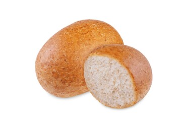 Rye bun on a white isolated background