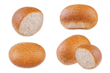 Rye bun on a white isolated background