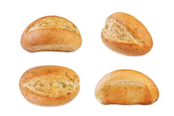 Garlic herbst butter bun on a white isolated background