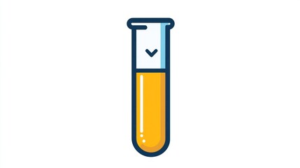 Test Tube with Yellow Liquid Science Experiment Icon for Medical Research and Laboratory Use