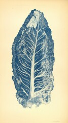 Stunning Vintage Botanical Print of a Detailed Leaf, Exquisite Botanical Art, Detailed Leaf Structure, Botanical Illustration, Elegant Botanical Design